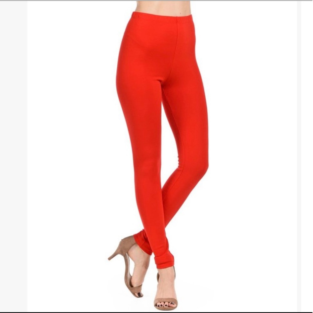 Cali USA Red High-Waisted Womens Leggings S-XL